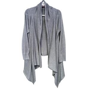 Michael Simon Studio Silver Gray Metallic Open Front Drape Cardigan sz XL